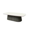 56" x 30" Pompano Bellino Patio Coffee Table with Slate Base and Ivory Top