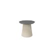 20″ Round Pompano Bellino Patio Side Table with shell base and concrete top finish