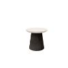 Round Pompano Bellino Patio Side Table with slate base and ivory Bellino top