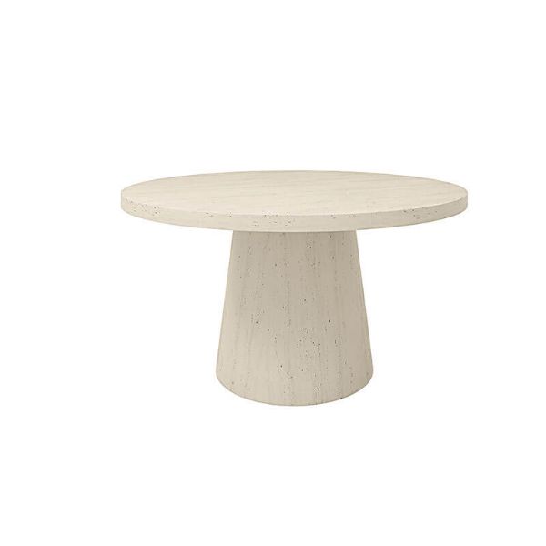 54-inch round Pompano outdoor dining table in light shell finish for patios and resorts