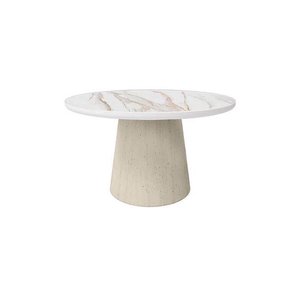 54" round Pompano Aspen patio dining table with shell base and alabaster marble top