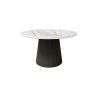 54" round Pompano Aspen outdoor dining table with slate base and alabaster marble top