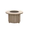 Trevi 42 inch round patio fire pit table in flax finish with open burner and decorative glass rock insert