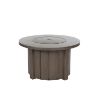 Trevi 42 inch round patio fire pit table with flat lid in hickory finish for resort lounge areas