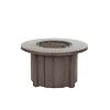 Trevi 42 inch round patio fire pit table in hickory finish with decorative glass rock insert