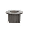 Trevi 42 inch round fire pit patio table in smoke finish with burner exposed for outdoor entertaining