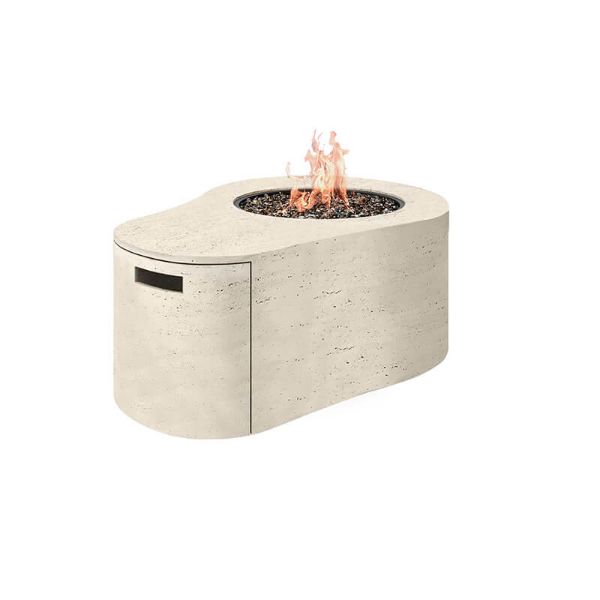 Tahoe 54" x 35" Shell Patio Fire Pit Table with stainless steel burner and flames