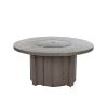 Trevi 50 inch round patio fire pit table in hickory finish with closed flat lid for commercial patios