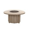 Trevi 50 inch round fire pit patio table in flax finish with open burner and decorative glass rock insert