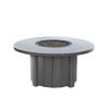 Trevi 50 inch round fire pit patio table in graphite finish with exposed fire media for outdoor seating areas