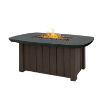 Trevi 59 x 32 inch Bellino rectangular fire pit patio table in chestnut finish with iron top for resort patios