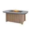 Trevi 59 x 32 inch Bellino rectangular fire pit patio table in flax finish with concrete top for commercial poolside