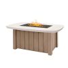 Trevi 59 x 32 inch Bellino rectangular fire pit patio table in flax finish with ivory top for upscale resorts and clubs