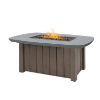 Trevi Bellino 59x32 rectangular fire pit patio table in hickory finish with concrete top