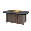 Trevi Bellino 59x32 rectangular fire pit patio table in hickory finish with iron top