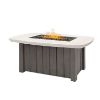 Trevi Bellino 59x32 rectangular fire pit patio table in smoke finish with ivory top