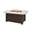 Trevi Aspen 56x30 Rectangular Fire Pit Table with Chestnut base and alabaster stone top
