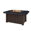 Trevi Aspen 56x30 Fire Pit Patio Table featuring Chestnut base and Onyx black stone top