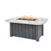 Trevi Aspen 56x30 Patio Fire Pit Table in Graphite base with alabaster marble look top