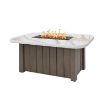 Trevi Aspen 56x30 Rectangular Patio Fire Pit Table with Hickory base and alabaster stone top