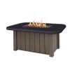 Trevi Aspen 56x30 Outdoor Fire Pit Patio Table with Hickory base and Onyx black stone top