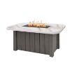 Trevi Aspen 56x30 Fire Pit Patio Table featuring Smoke gray base with alabaster stone top