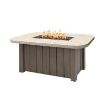 54" x 30" Trevi Pompano Fire Pit Table in hickory wood-tone base with shell stone top