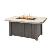 Trevi Pompano rectangular fire pit patio table 54" x 30" with smoke gray base and shell top