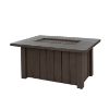 Chestnut Trevi rectangular fire pit patio table with closed burner top.
