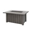 Trevi rectangular patio fire pit table in Smoke finish, 50" x 32".