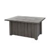 Trevi 50 x 32 Fire Pit Patio Table in Smoke finish with closed cover.