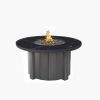 Trevi round fire pit table with graphite base and aspen onyx black tabletop