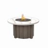 Trevi Aspen 42-inch round fire pit table with alabaster marble top and hickory base