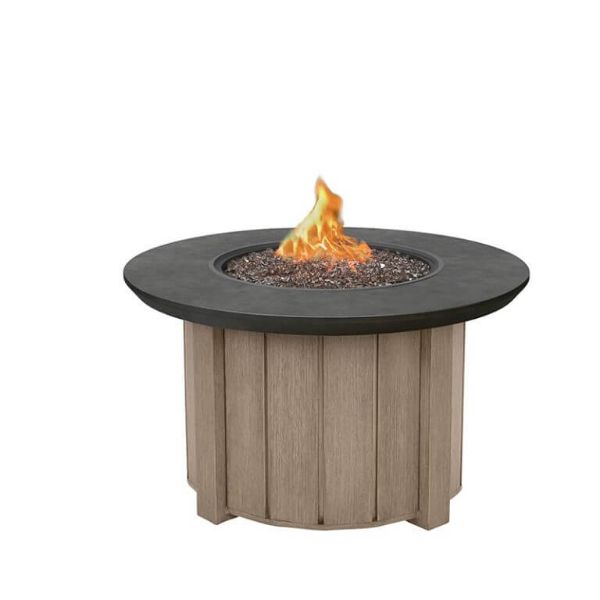42″ Trevi Bellino Fire Pit Patio Table with Flax Base and Black Iron Top – Luxury Outdoor Gas Fire Table