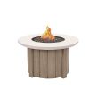 42″ Trevi Bellino Round Patio Fire Pit with Flax Base and Ivory Top – Modern Outdoor Gas Fire Table