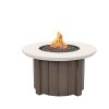 Trevi Bellino Round Patio Fire Pit Table with Hickory Base and Iron Top for Commercial Outdoor Spaces