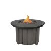 Trevi Bellino Round Fire Pit Patio Table with Smoke Base and Iron Top for Poolside Lounge Areas