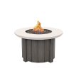 Round Trevi Bellino Fire Pit Patio Table with Smoke Base and Ivory Top for Resort Outdoor Lounges