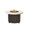 Trevi Pompano Round Fire Pit Patio Table with chestnut base and shell finish top.