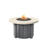 Trevi Pompano round fire pit with shell stone top and graphite base for modern patio settings