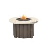Trevi Pompano fire pit with shell stone top and hickory base for stylish backyard entertaining