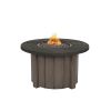 Trevi Pompano round fire pit patio table with slate top and hickory base for elegant outdoor use