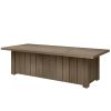 XL Trevi rectangular fire pit patio table in hickory finish with cover closed.