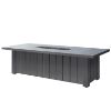 XL Trevi rectangular fire pit patio table in graphite finish with open flame display.