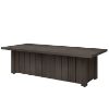 XL Trevi rectangular fire pit patio table in chestnut finish with closed cover.