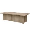 XL Trevi rectangular fire pit patio table in flax finish with protective cover closed.