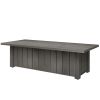 70" × 32" XL Trevi Rectangular Fire Pit Table in Smoke Finish with closed lid for outdoor dining use