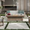 Outdoor XL Trevi rectangular fire pit patio table in flax finish with glass fire media