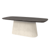 84x40 Rectangular Pompano Outdoor Dining Table with Shell Base and Bellino Iron Top