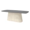 84x40 Rectangular Pompano Patio Dining Table with Shell Base and Bellino Concrete Top